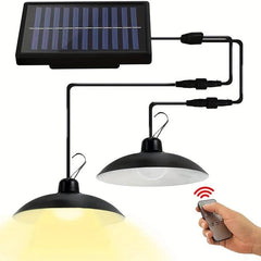 Solar Pendant Lights Dual Head Remote Control IP65 Waterproof