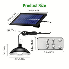 Solar Pendant Lights Dual Head Remote Control IP65 Waterproof