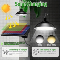 Solar Pendant Lights Dual Head Remote Control IP65 Waterproof