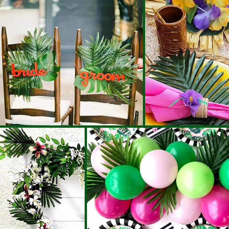 12pcs Artificial Tropical Palm Leaves Stems Scene Decor Home Wedding Supplies