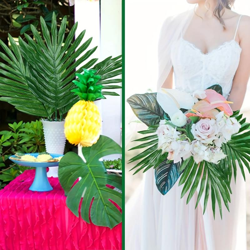 12pcs Artificial Tropical Palm Leaves Stems Scene Decor Home Wedding Supplies