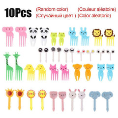 10pcs Cartoon Fruit Forks for Kids Bento Lunch Decoration