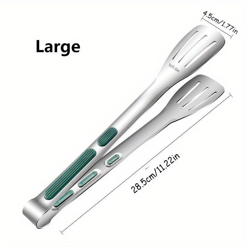 1pc Anti Slip Stainless Steel Kitchen Food Tongs Grill Meat Bread Serving Clip