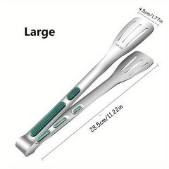 1pc Anti Slip Stainless Steel Kitchen Food Tongs Grill Meat Bread Serving Clip
