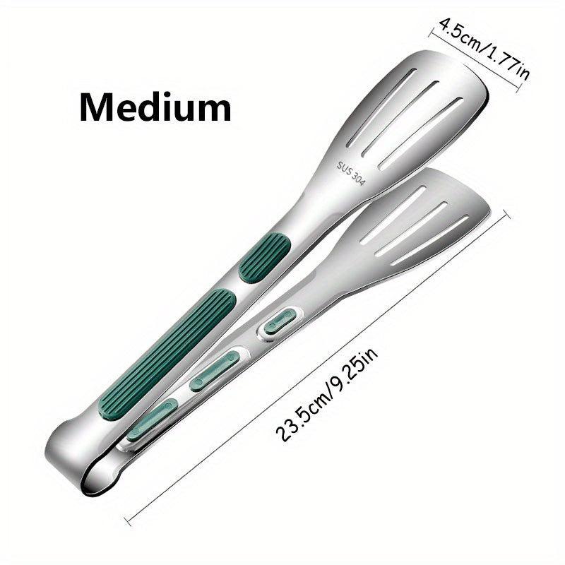 1pc Anti Slip Stainless Steel Kitchen Food Tongs Grill Meat Bread Serving Clip