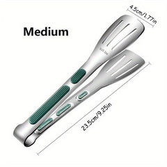 1pc Anti Slip Stainless Steel Kitchen Food Tongs Grill Meat Bread Serving Clip