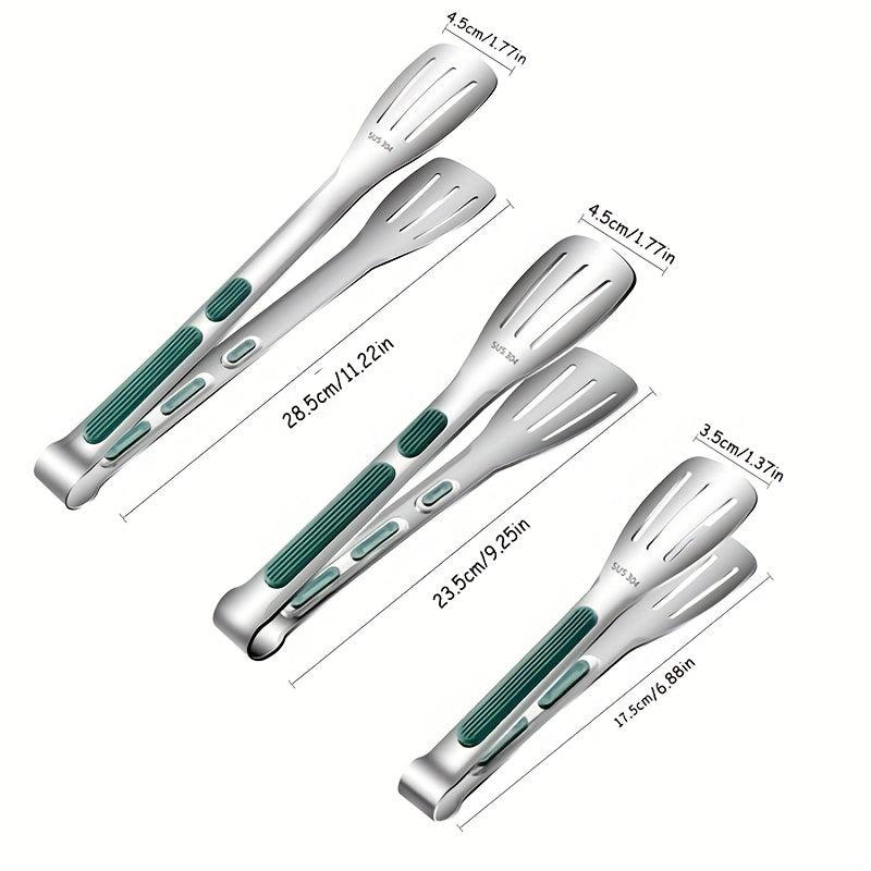 1pc Anti Slip Stainless Steel Kitchen Food Tongs Grill Meat Bread Serving Clip