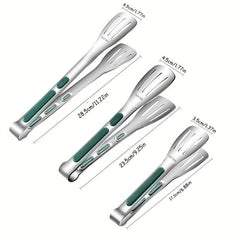 1pc Anti Slip Stainless Steel Kitchen Food Tongs Grill Meat Bread Serving Clip