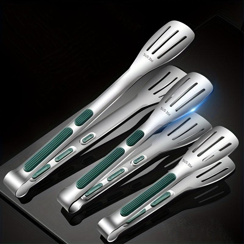 1pc Anti Slip Stainless Steel Kitchen Food Tongs Grill Meat Bread Serving Clip