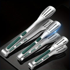 1pc Anti Slip Stainless Steel Kitchen Food Tongs Grill Meat Bread Serving Clip