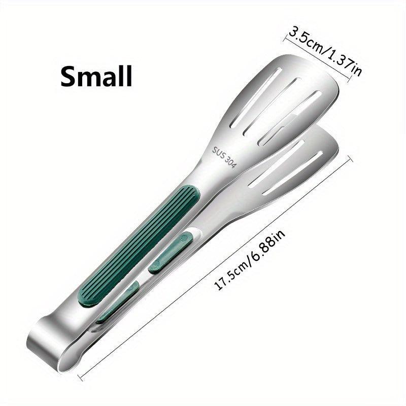 1pc Anti Slip Stainless Steel Kitchen Food Tongs Grill Meat Bread Serving Clip
