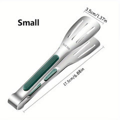 1pc Anti Slip Stainless Steel Kitchen Food Tongs Grill Meat Bread Serving Clip