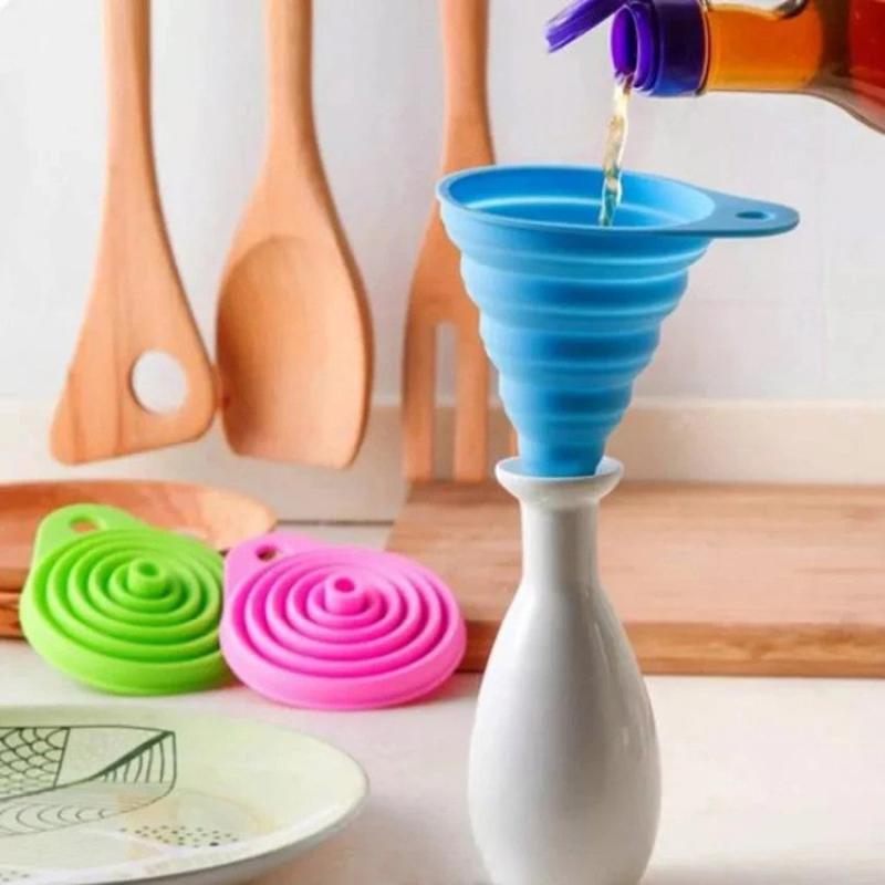 1pc Silicone Small Funnel Retractable Folding Funnel Random
