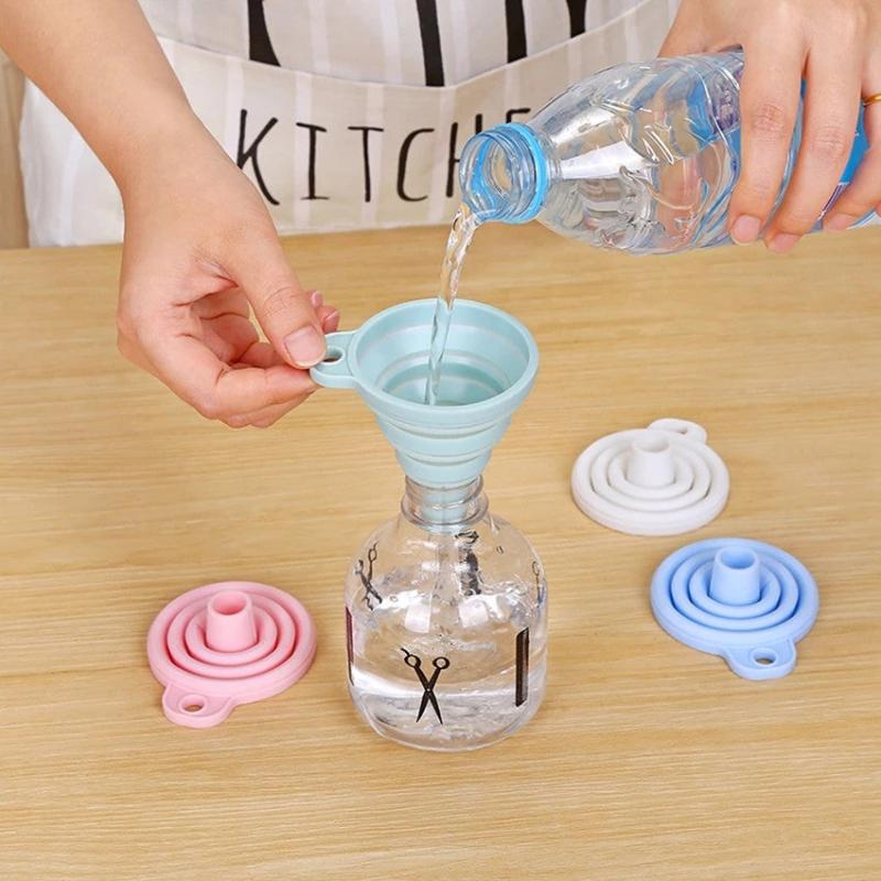 1pc Silicone Small Funnel Retractable Folding Funnel Random