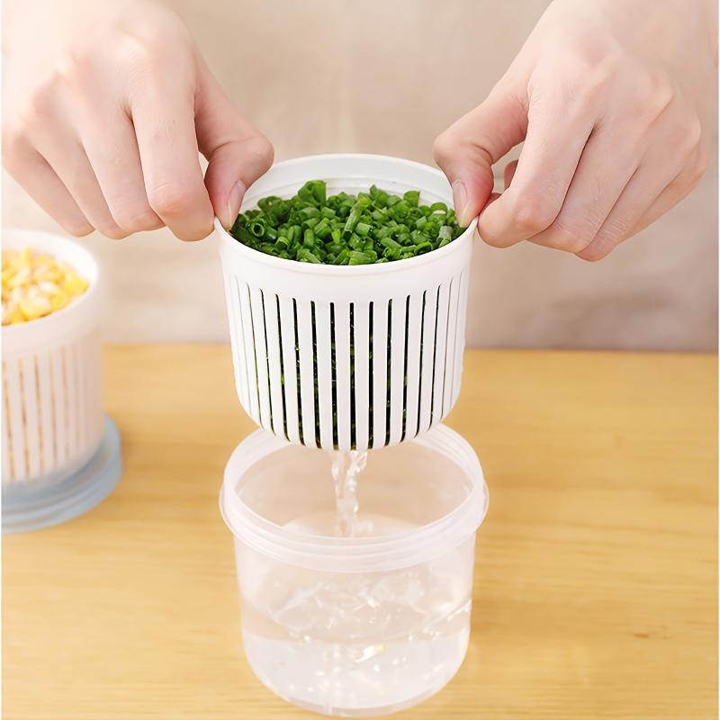 4pcs Garlic Drain Sealed Box Round Transparent Food Storage Containers
