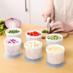 4pcs Garlic Drain Sealed Box Round Transparent Food Storage Containers