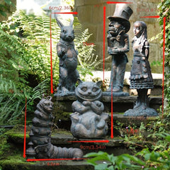 Wonderland Ornament Set Cast Stone Resin Statue Alice In Wonderland