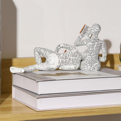 2pcs Reading Woman Statue Elegant Garden Patio Bookshelf Decor