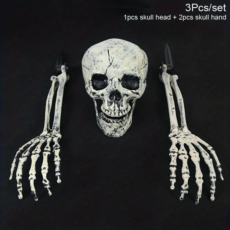 1pc Halloween Realistic Skull Skeleton Head Human Hand Arms