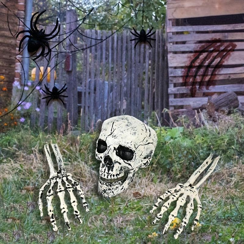 1pc Halloween Realistic Skull Skeleton Head Human Hand Arms