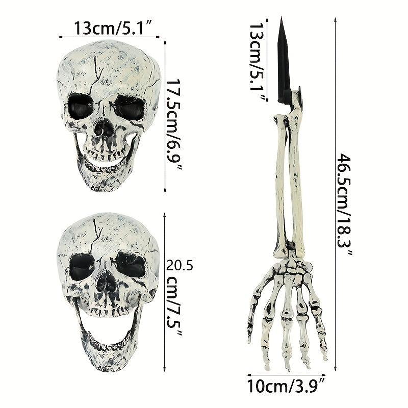 1pc Halloween Realistic Skull Skeleton Head Human Hand Arms