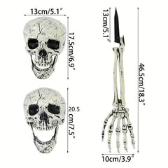 1pc Halloween Realistic Skull Skeleton Head Human Hand Arms