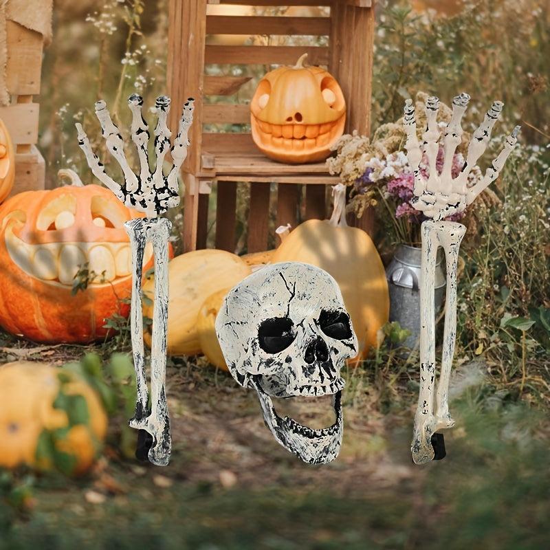 1pc Halloween Realistic Skull Skeleton Head Human Hand Arms