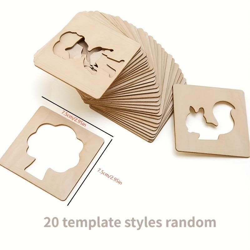 Montessori Wooden DIY Painting Stencils Set