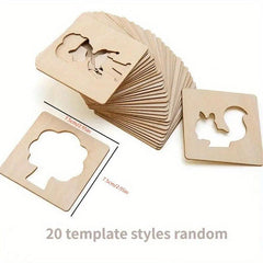Montessori Wooden DIY Painting Stencils Set