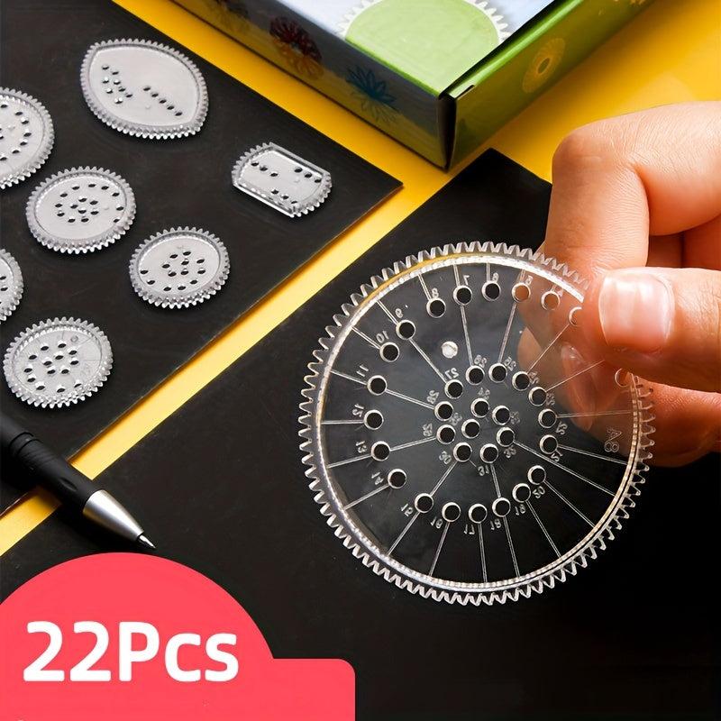 22pcs Ruler Set for Drawing Various Patterns Ideal for Elementary School