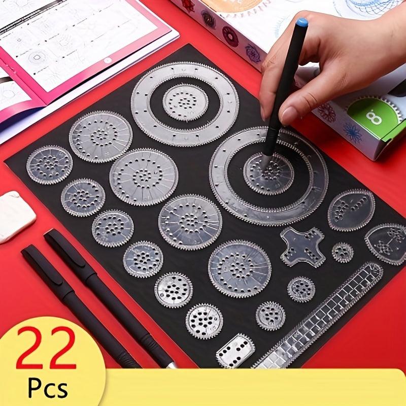 22pcs Ruler Set for Drawing Various Patterns Ideal for Elementary School