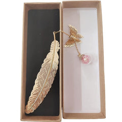 Metal Feather Butterfly Pendant Bookmark - Gift for Readers