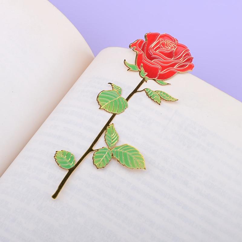Metal Red Rose Bookmarks Valentines Teacher Women Girlfriend Graduation Mothers