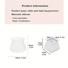 8 PCS Chair Leg Cups Transparent Silicone Anti Slip Chair Leg Pads Caps