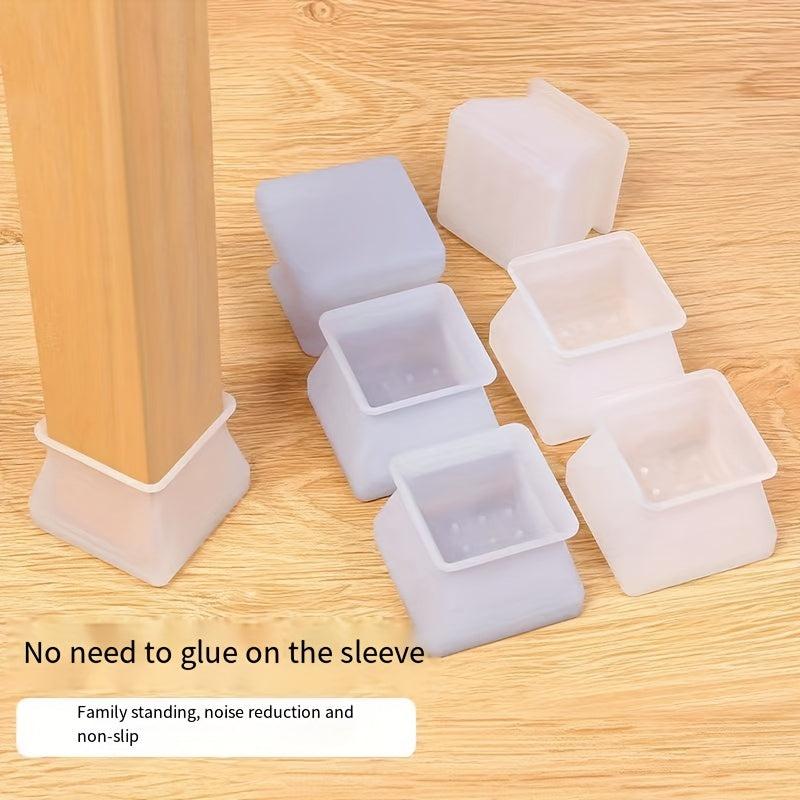 8 PCS Chair Leg Cups Transparent Silicone Anti Slip Chair Leg Pads Caps
