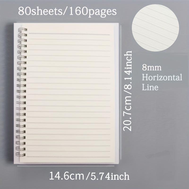 A5 Spiral Hardcover Notebook 80 Sheets Horizontal Line Grid Blank Inner Page