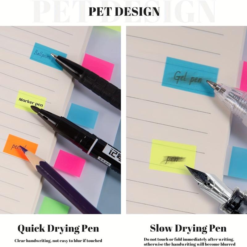 200 Transparent Sticky Notes & 10 Waterproof Index Tabs, Colorful Sticky Tabs