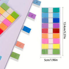 200 Transparent Sticky Notes & 10 Waterproof Index Tabs, Colorful Sticky Tabs