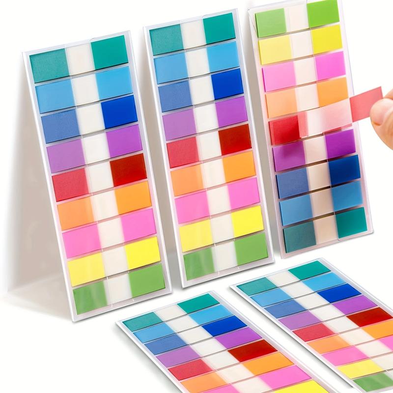 200 Transparent Sticky Notes & 10 Waterproof Index Tabs, Colorful Sticky Tabs