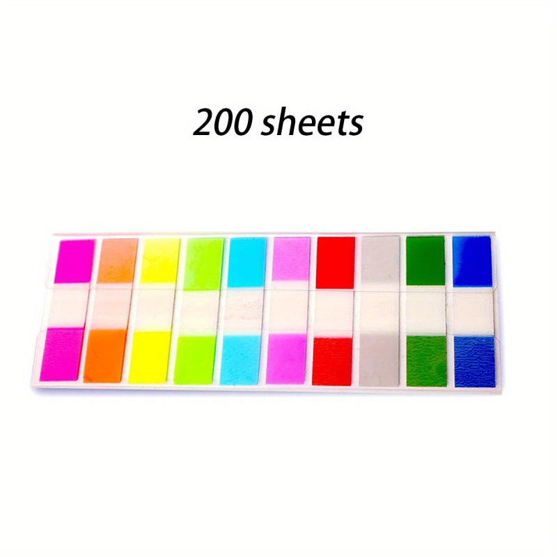 200 Transparent Sticky Notes & 10 Waterproof Index Tabs, Colorful Sticky Tabs
