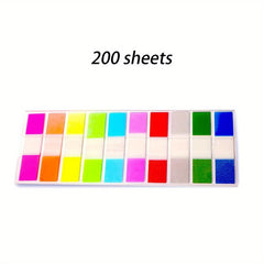 200 Transparent Sticky Notes & 10 Waterproof Index Tabs, Colorful Sticky Tabs