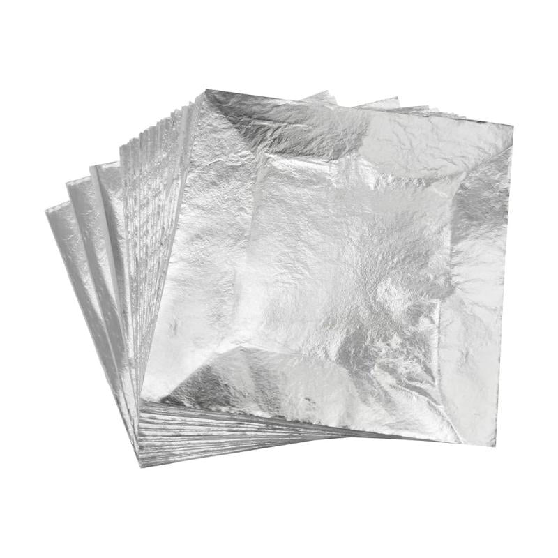 100 Sheets 13.97x13.97 cm Rose Silver Leaf Sheets for Crafts