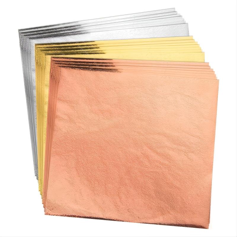 100 Sheets 13.97x13.97 cm Rose Silver Leaf Sheets for Crafts