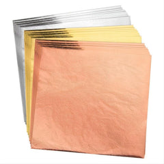 100 Sheets 13.97x13.97 cm Rose Silver Leaf Sheets for Crafts