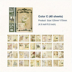 40pcs Vintage Flowers Botanical Supplies Kit for Scrapbook Planners DIY Crafts