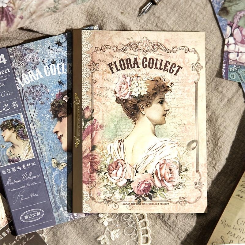 40pcs Vintage Flowers Botanical Supplies Kit for Scrapbook Planners DIY Crafts