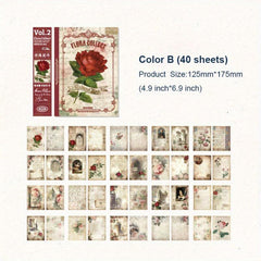 40pcs Vintage Flowers Botanical Supplies Kit for Scrapbook Planners DIY Crafts