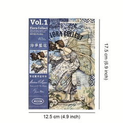 40pcs Vintage Flowers Botanical Supplies Kit for Scrapbook Planners DIY Crafts