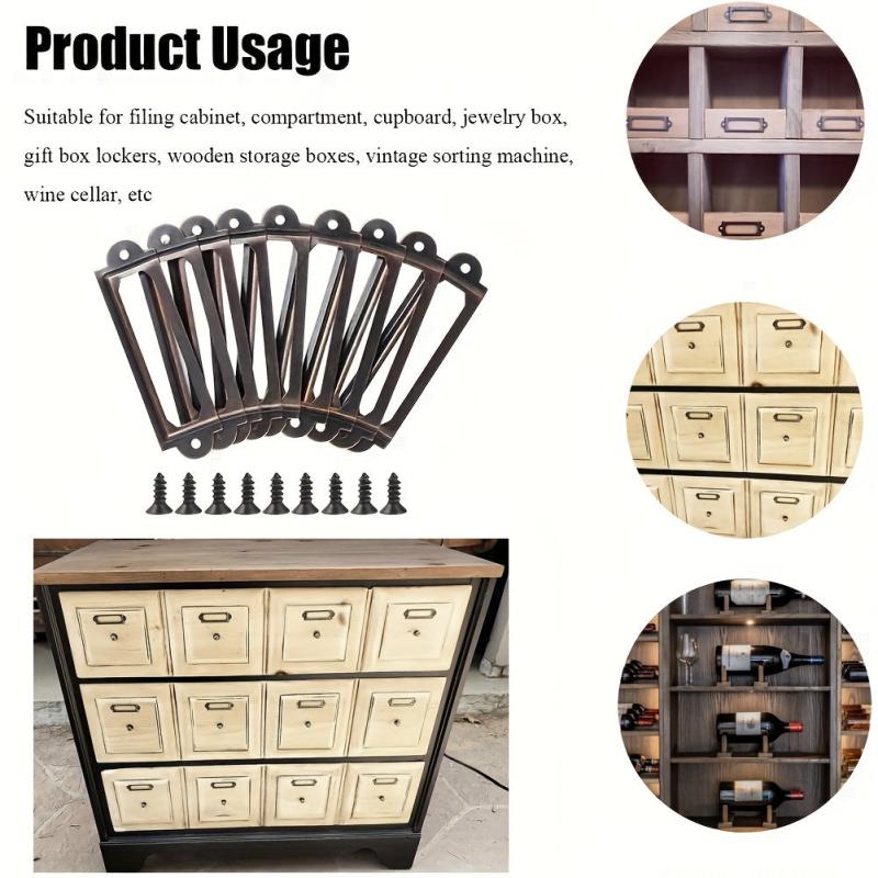 12pcs Antique Brass Iron Drawer Label Pull Frame Handle Hardware