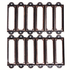 12pcs Antique Brass Iron Drawer Label Pull Frame Handle Hardware
